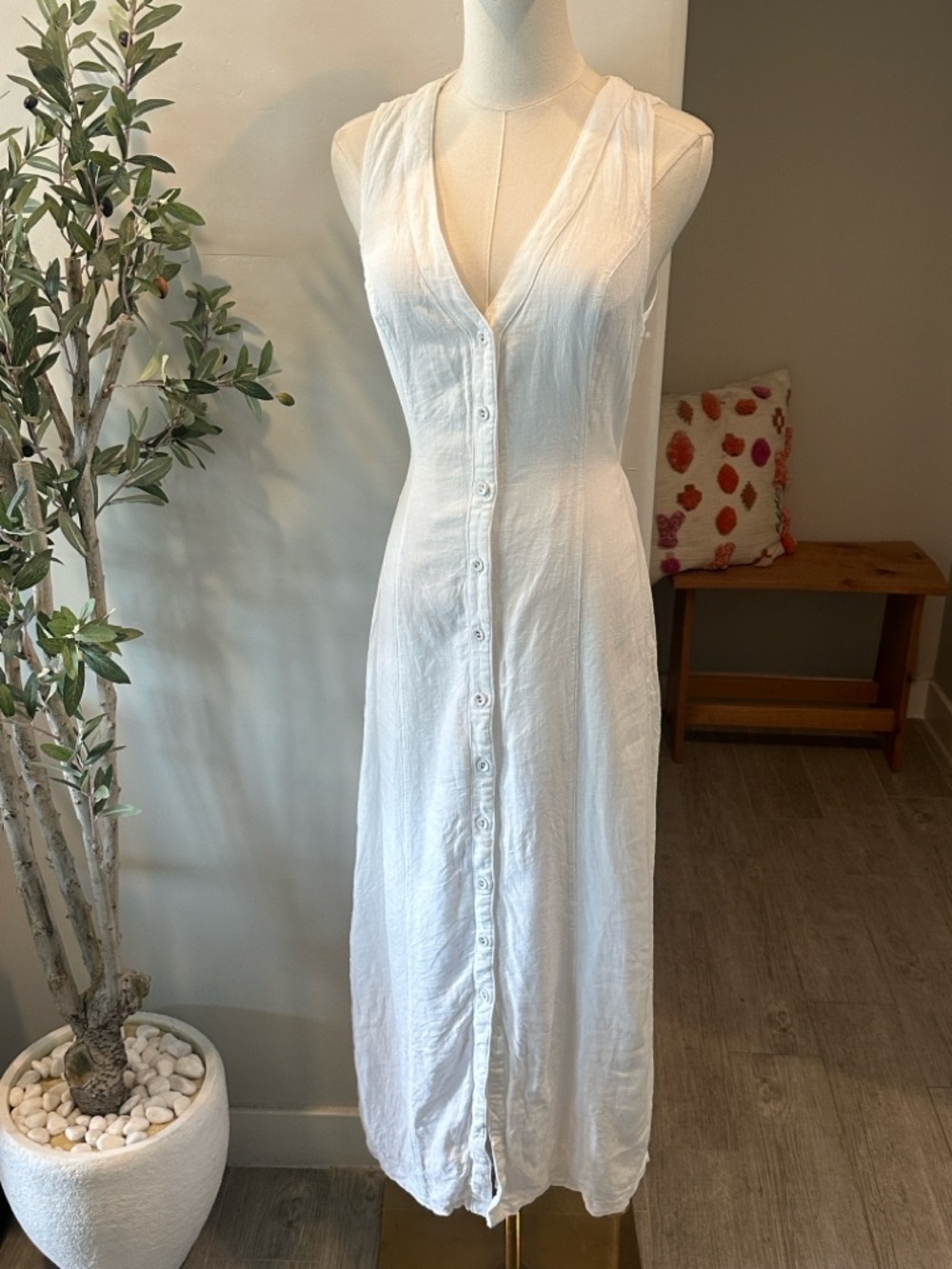 Princess Polly Summer Season Button Front Linen Blend Dress New! - Picture 10 of 15